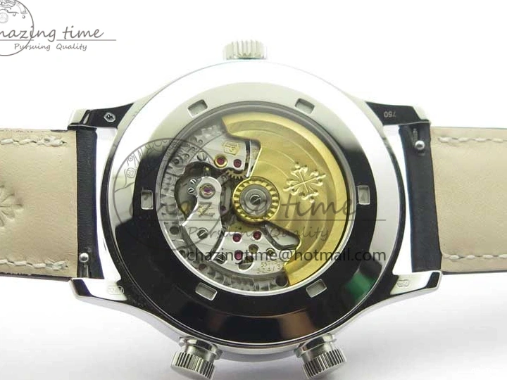 MIROTIME 0404 Practical Calatrava 5524 Pilot Travel Time SS GRF Blue Dial on Black Leather Strap A324 V 7107